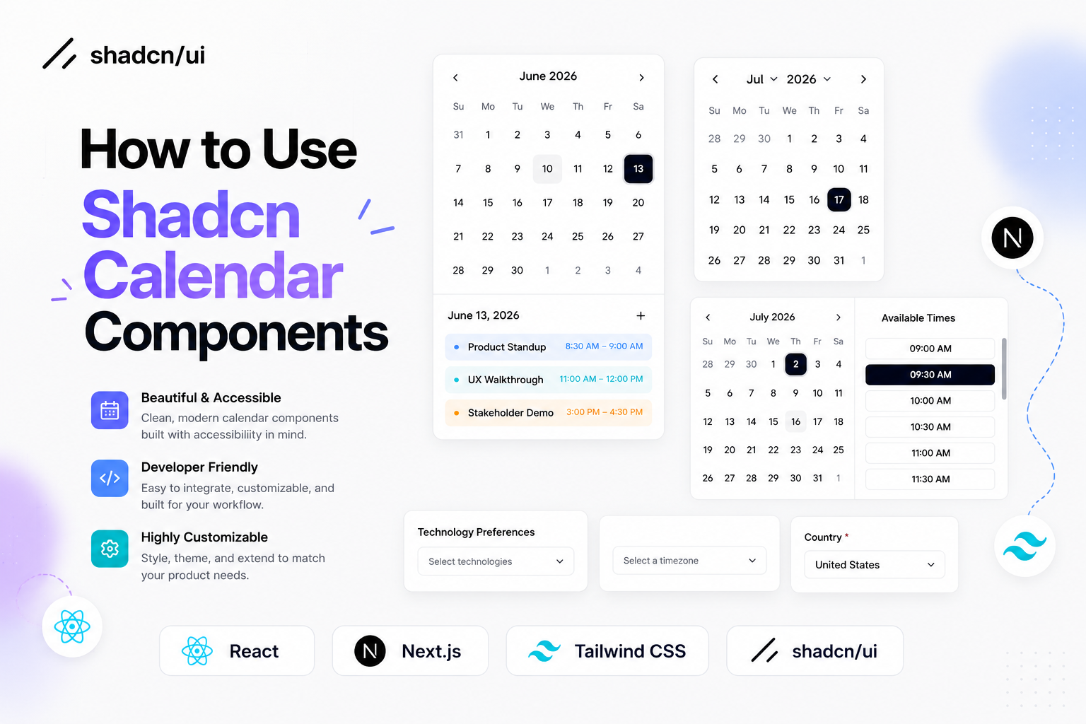 How to use Calendar Components